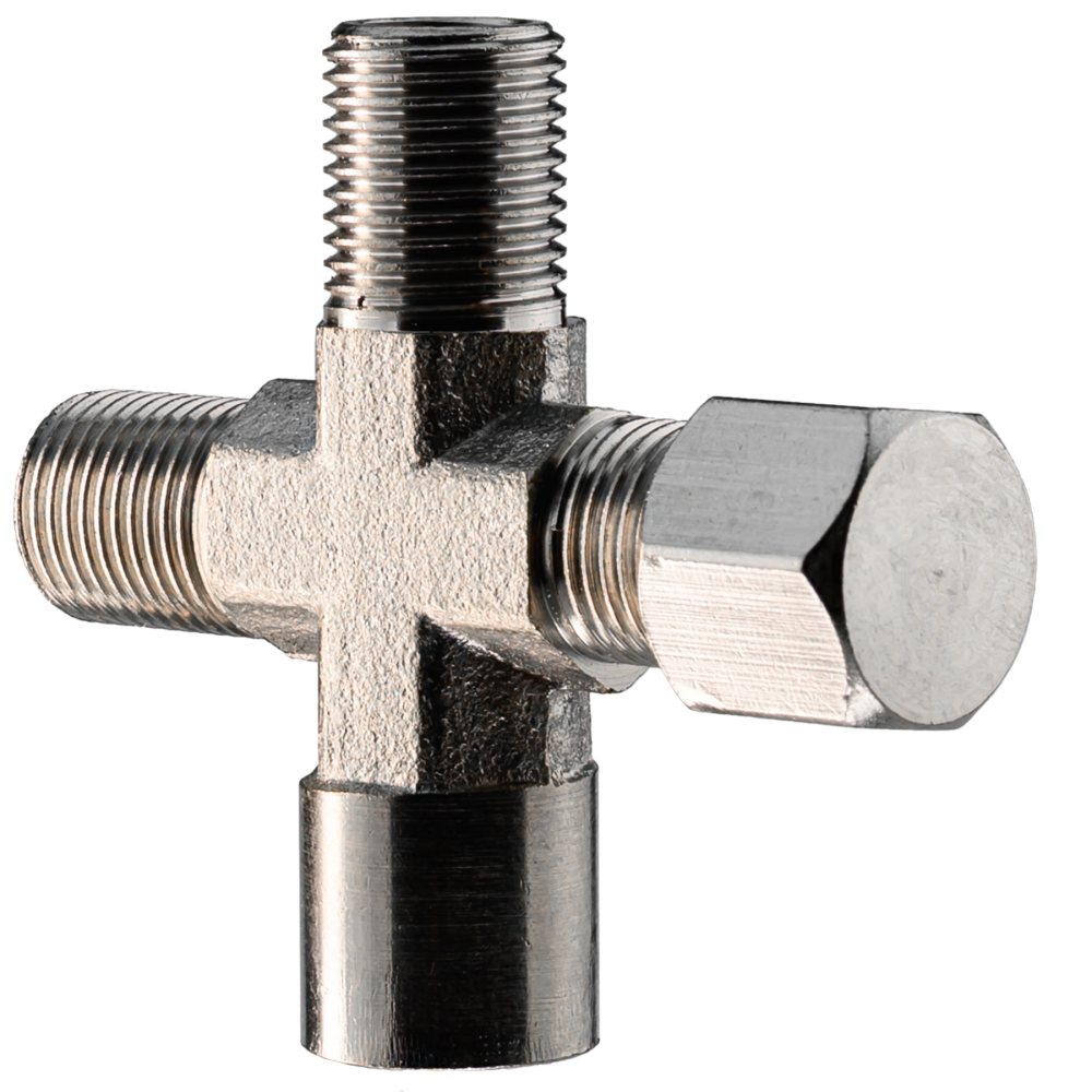 3 way spliiter with end cap Three Way Air Splitter Manifold