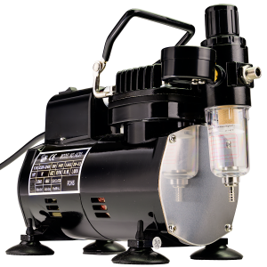 Airbrush Compressor On Demand With Electric Cooling Fan, Air Pressure Regulator, Air Filter and Water Trap