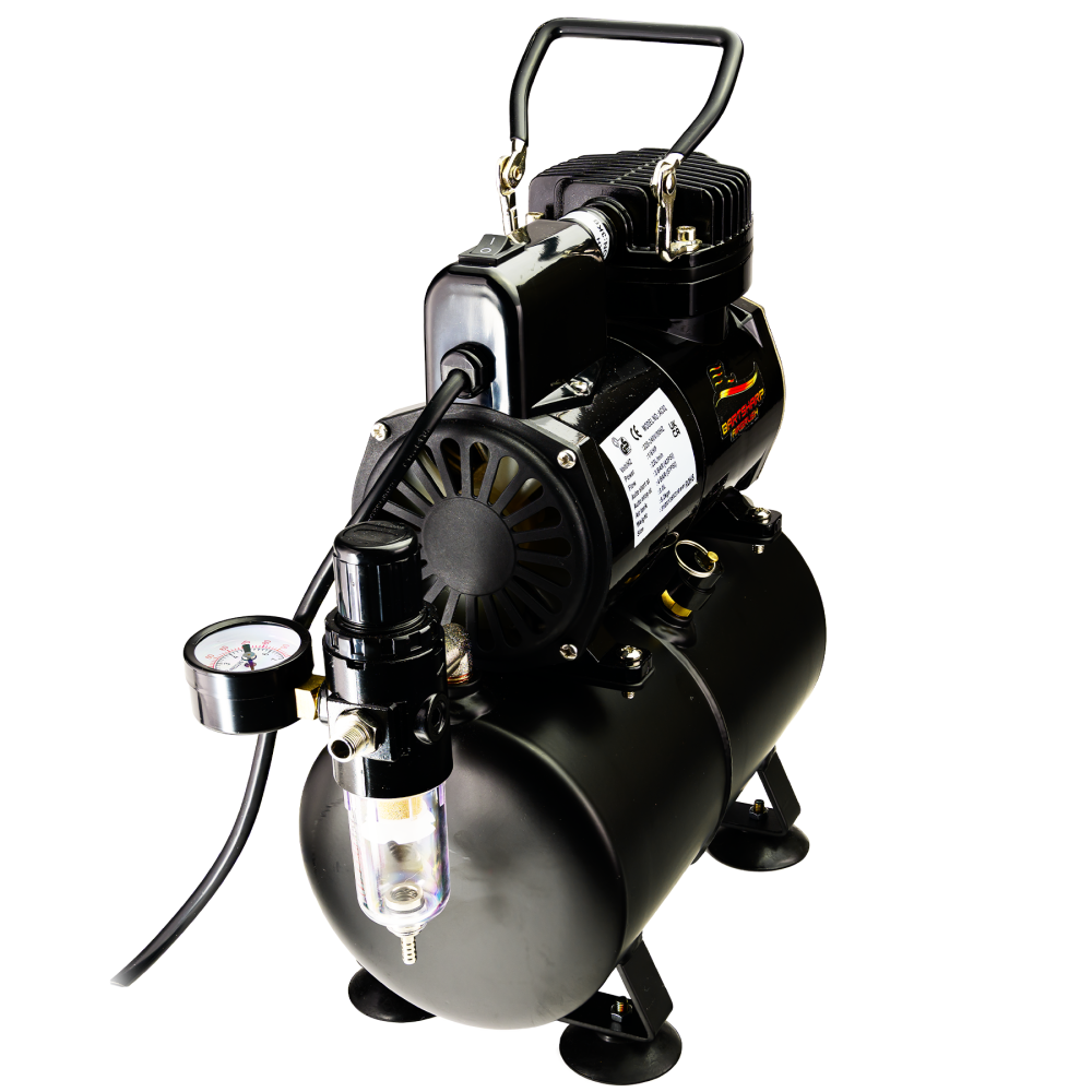 Airbrush Compressor With Air Tank, Electric Cooling Fan, Air Pressure Regulator, Air Filter and Water Trap