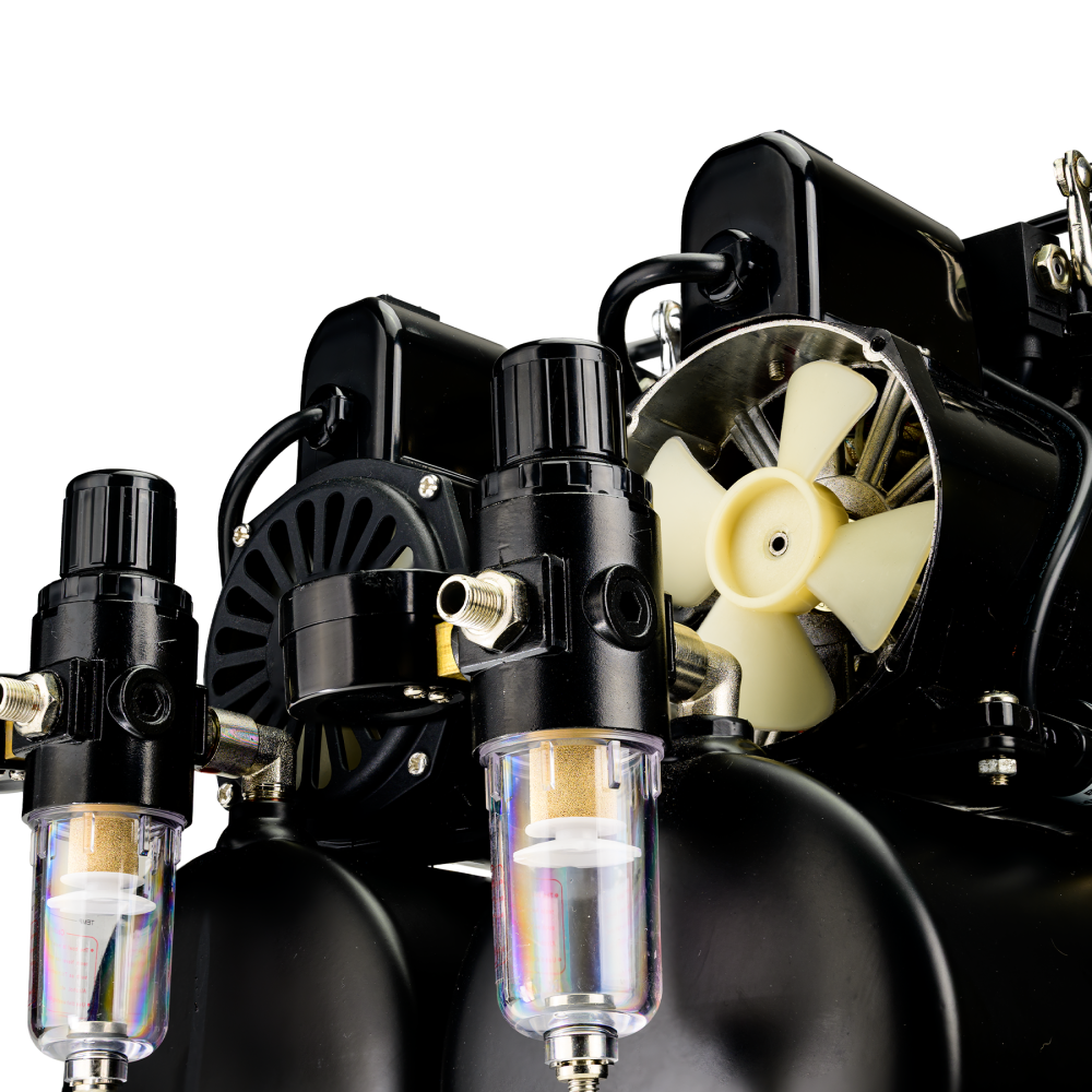Airbrush Compressor With Tank & 2 Power Positions BARTSHARP Airbrush AC03 Airbrush Compressor With Air Tank, Electric Cooling Fan, 2 Power Positions, Air Pressure Regulator, Air Filter and Water Trap