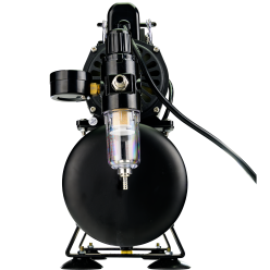 Airbrush Compressor With Air Tank, Electric Cooling Fan, 2 Power Positions, Air Pressure Regulator, Air Filter and Water Trap