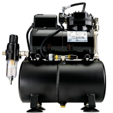 Airbrush Compressor With Air Tank, Electric Cooling Fan, 2 Power Positions, Air Pressure Regulator, Air Filter and Water Trap