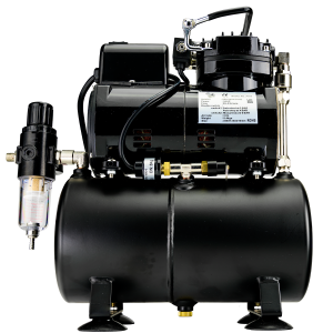 Airbrush Compressor With Air Tank, Electric Cooling Fan, 2 Power Positions, Air Pressure Regulator, Air Filter and Water Trap