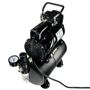 Airbrush Compressor With Air Tank, Electric Cooling Fan, 2 Power Positions, Air Pressure Regulator, Air Filter and Water Trap