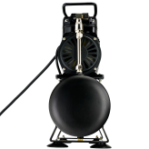 Airbrush Compressor With Air Tank, Twin Oil-Less Pistons, 2 Power Positions, 2 Electric Cooling Fan, Air Pressure Regulator, Air Filter and Water Trap