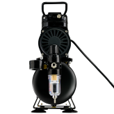 Airbrush Compressor With Air Tank, Twin Oil-Less Pistons, 2 Power Positions, 2 Electric Cooling Fan, Air Pressure Regulator, Air Filter and Water Trap