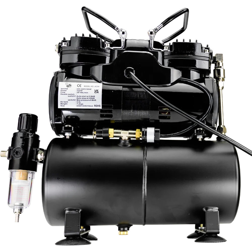 AIrbrush Compressor BARTSHARP Airbrush AC04 1 Airbrush Compressor With Tank Twin Pistons BARTSHARP Airbrush AC04